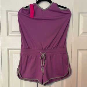 Purple and Gray Sleeveless Romper